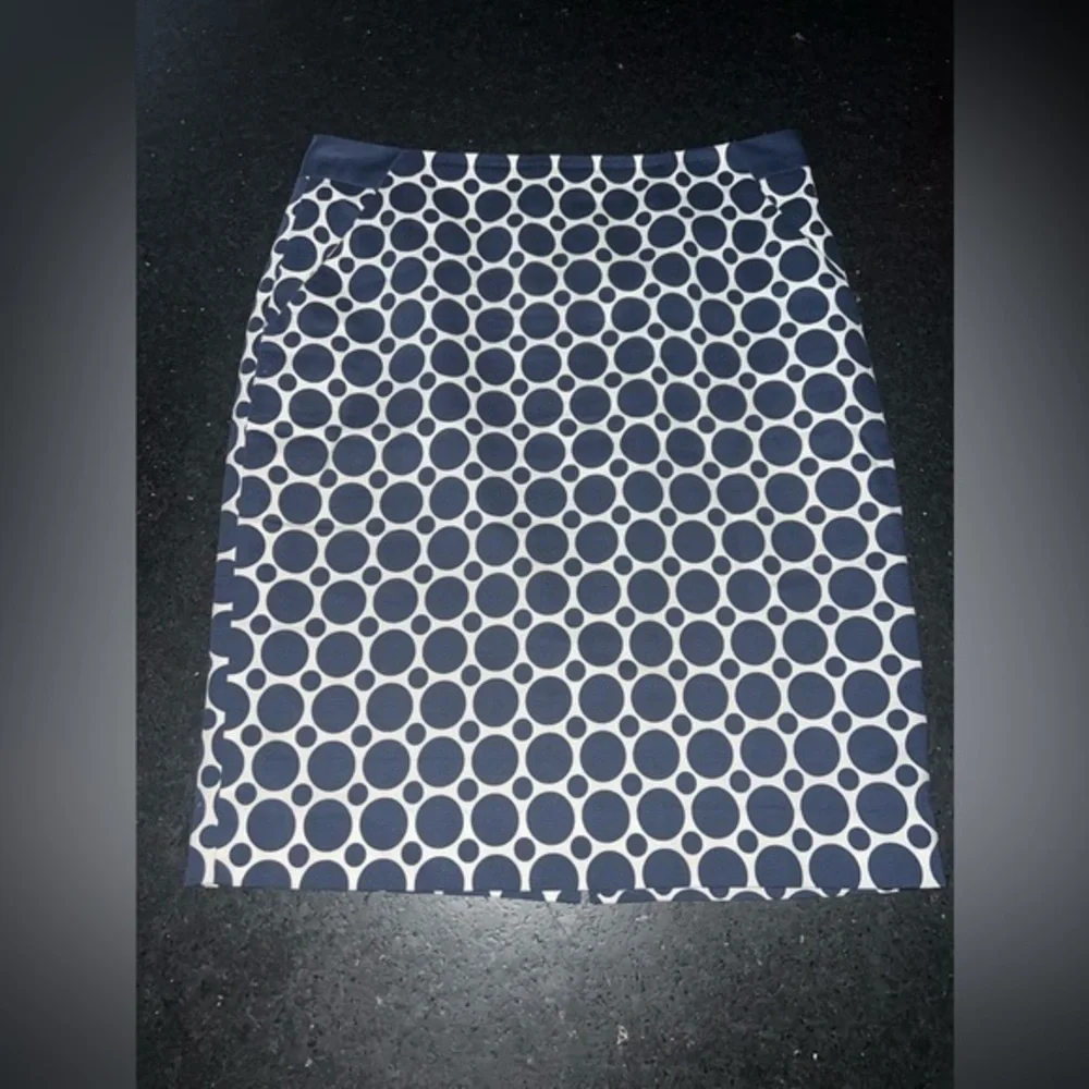 THE LIMITED NAVY BLUE WHITE POLKA DOT PENCIL SKIRT POCKETS LINED SZ 6